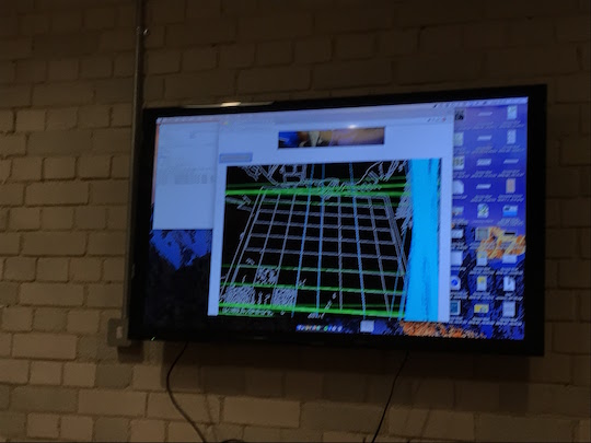 Ben demoing chess board image recognition at Show & Tell 26