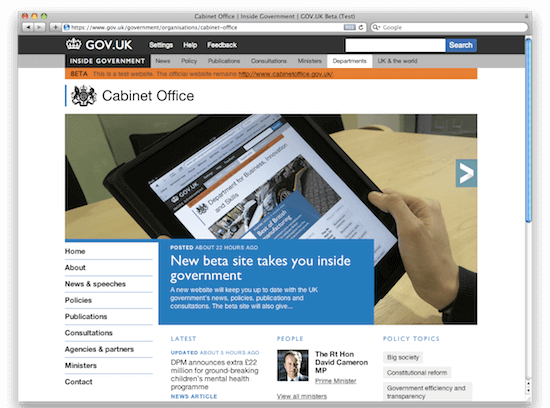 Cabinet Office page on GOV.UK